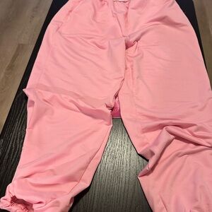 SHEIN Pink Track Pants with Cuffed Ankles and Relaxed Fit